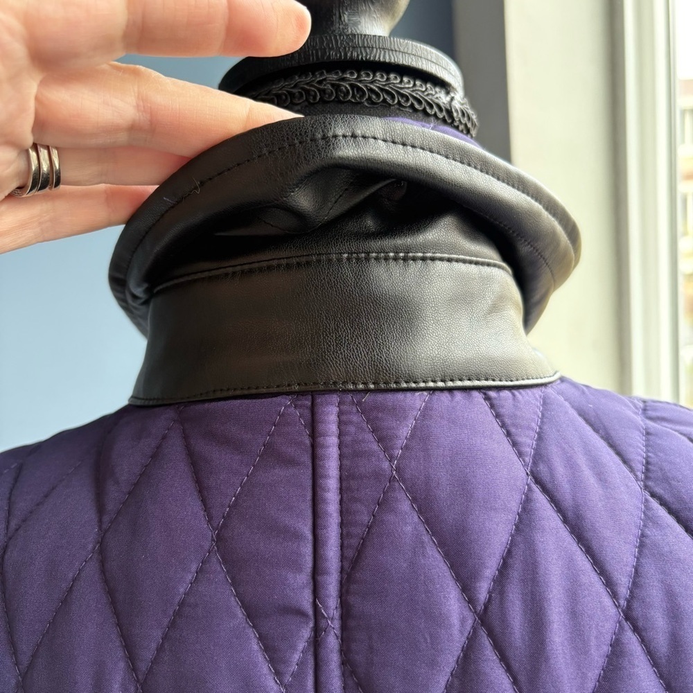 Chico's Rich Purple Diamond Quilted Barn Jacket Button Up Coat - Pockets - Picture 10 of 17